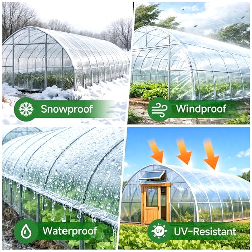 10x26ft Greenhouse Plastic Sheeting, 6 mil Clear Polyethylene Film Cover