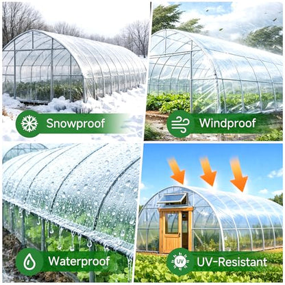 10x26ft Greenhouse Plastic Sheeting, 6 mil Clear Polyethylene Film Cover