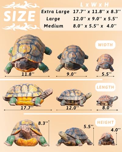 Turtle Statue,Resin Garden Sculpture Indoor/Outdoor Yard Lawn Ornament,Home Decor (Extra Large) - size: Extra Large