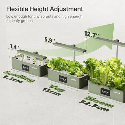 SUNCOZE Hydroponics Growing System Kit with 24W Dimmable LED Light, Green - color: Green
