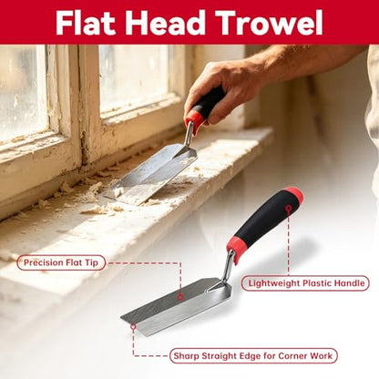 Mister Rui 3-Pack Trowels, Stainless Blades, Masonry Tool, Comfort Handle