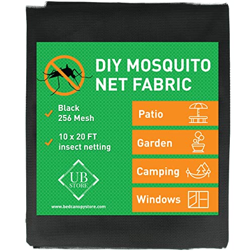 Black DIY Mosquito Net Fabric | 10x20 FT Netting | Insect Cover for Garden - color: Black, size: 10x20 FT