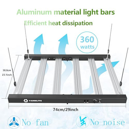 FARMLITE 360W LED Grow Lights for Indoor Plants Full Spectrum Growing Bar - size: 360watts