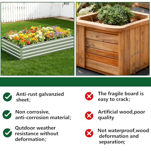Vengarus 2PCS 8x4x1ft Galvanized Raised Garden Beds Kit,Planter Box Silver - color: Silver, size: 8x4x1FT(2PCS)