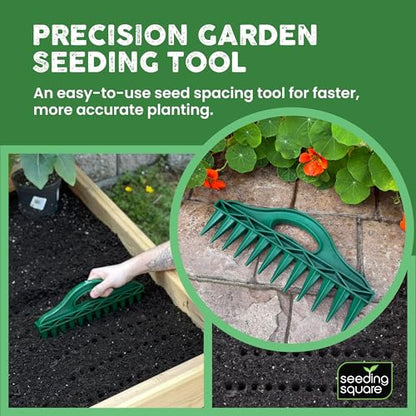 Row Seeder Tool for Precise Seed and Seedling Spacing in Trays and Gardens.
