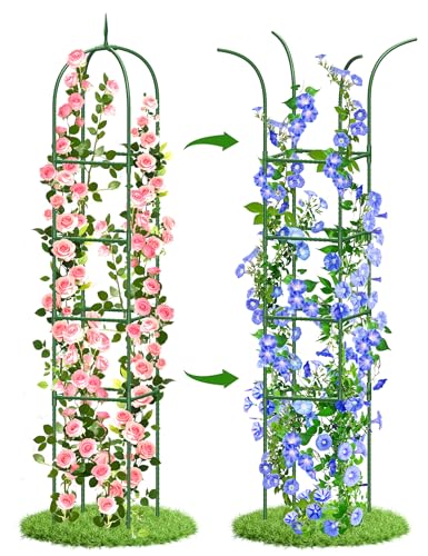 Trellis for Climbing Plants Outdoor, 6FT Garden Obelisk Rustproof PE Coated Metal Potted Plant Climbing Support, Thickened Tube Plant Tower Trellis for Clematis Vine Support Indoor (1 Pack) - size: 1 Pcs(6 FT)