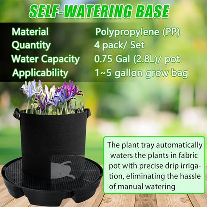 Self-Watering Fabric Pot Base for Indoor Plants, Auto Watering Saucers
