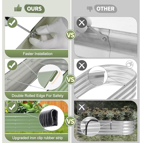 Galvanized Raised Garden Bed - 2 Pcs 6x2x1.4FT Planter Box, Green - color: Green, size: 6x2x1.4ft