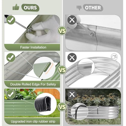 Galvanized Raised Garden Bed - 2 Pcs 6x2x1.4FT Planter Box, Green - color: Green, size: 6x2x1.4ft