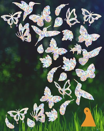 YUOROS 36 Pieces Window Decals for Bird Strikes - color: Bird,butterfly, Feather, Leaf