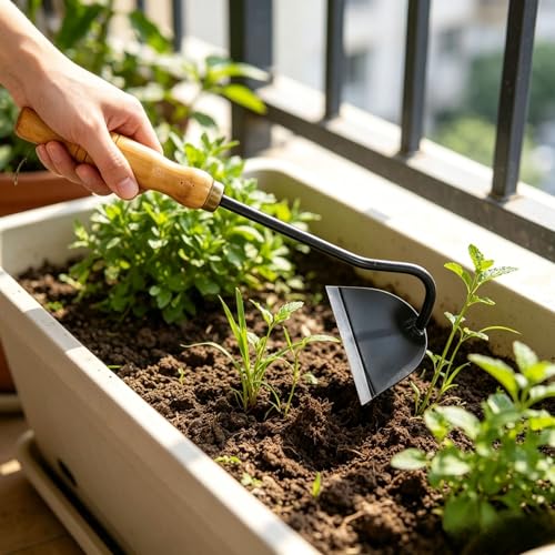 All-Steel Hardened Hollow Hoe, 2026 Japanese Garden Hand Hoe/Sickle Weed Puller Tool, Sharp Composite Steel Hand Weeder with Wood Handle for Digging, Loosening Soil & Planting