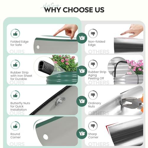 Galvanized Raised Garden Bed, 2 PCS 3x3x1ft Round Planter LotusGreen - color: Lotusgreen, size: 3x3x1ft