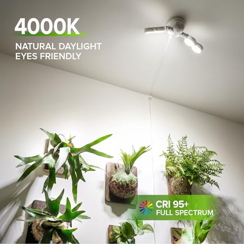 SANSI Wall Mounted Grow Light, 30W Dual Head Full Spectrum with Remote - size: 30W-2800Lumen