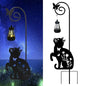 Solar Cat Lantern Garden Stakes 28.7in Metal Outdoor Night Light - color: Black Cat