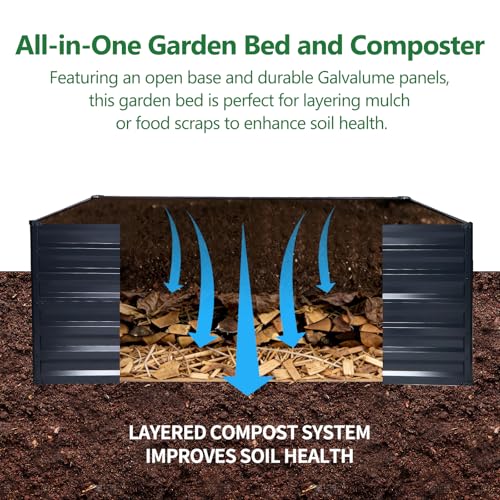 Galvalume Raised Garden Bed 8x4x1.95ft Tall Deep Planter Outdoor - size: 8x4x1.95 FT (1 PC)