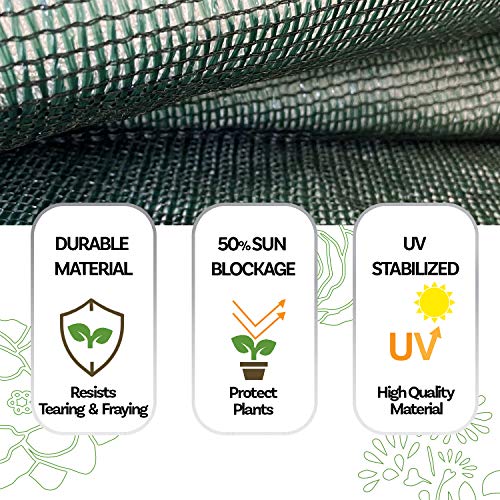 Alion Home HDPE 50% Sun Block Garden Netting Mesh - (6' x 15', Green) - color: Green, size: 6' x 15'