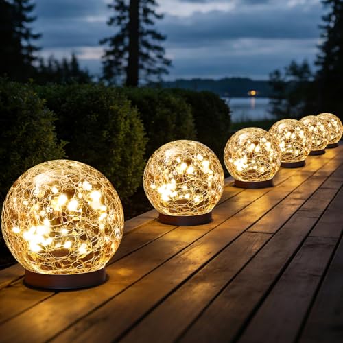 JKIMK Solar Globe Lights Outdoor Waterproof-Solar Balls for Garden - color: Warm White, size: 6 Globes