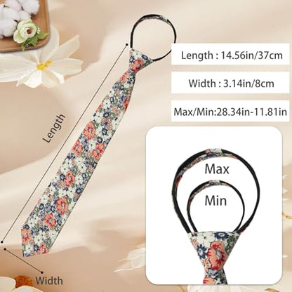 Pre Tied Floral Ties for Men Cotton Zipper Tie Colorful Necktie - color: Style-02