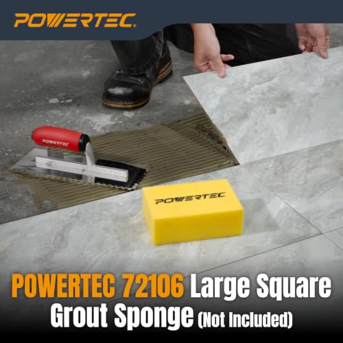 POWERTEC Square Notch Trowel - 3/16" x 3/16" Stainless Steel Square-Notch Tile Trowel with Soft Grip Handle for Thinset Mortar, Mastic & Tile Installation Work (72206) - style: 3/16" x 3/16" Square Notch