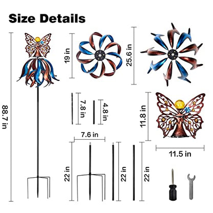 Kircust Extra-Large Tulip Solar Wind Spinner for Outdoor - size: 88.7 Inch