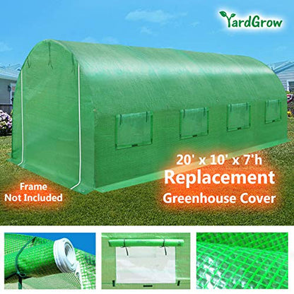 YardGrow Greenhouse Replacement Cover Larger Walk in Outdoor Plant Gardening Greenhouse (Frame Does NOT Included) (Green, 20'x10'x7') - color: Green, 20'x10'x7'