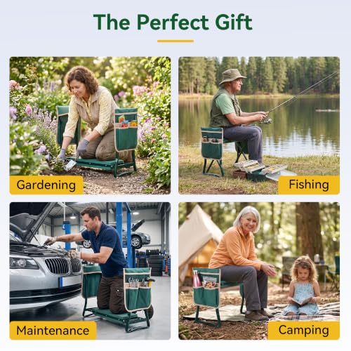Garden Kneeler and Seat, Heavy Duty 350lbs Gardening Bench