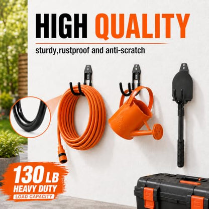 Garage Hanging Hooks Wall Mount, Garage Tool Storage Hooks, Wall Hangers for Hose, Tools, Garden Equipment, Ladder, Bikes, Broom and mop, Black - color: Black 1 Pcs