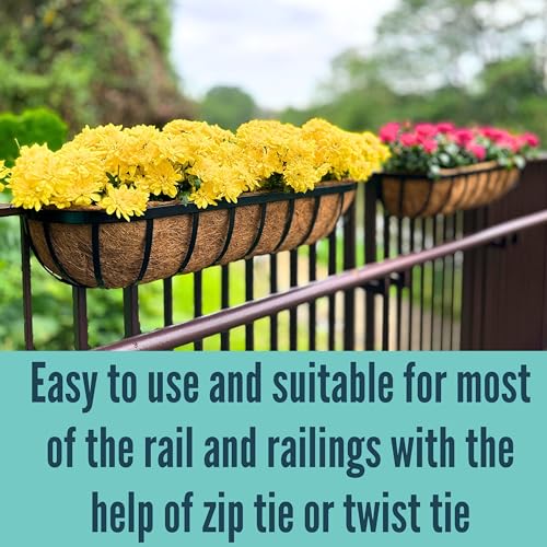 LaLaGreen Rectangular Wall Planter (24 in, 2 Pack) Black Metal Window Box - size: 24" x 2