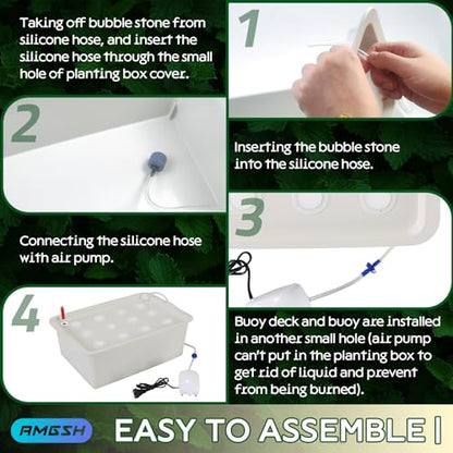 Hydroponics Growing System Kit with Air Pump, Bubble Stone