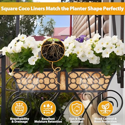 Legigo 2 Pack Rectangle Coco Liners for Planters- 24 Inch Window Box Liners - size: 24 Inch