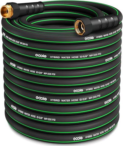 Heavy Duty Garden Hose 100ft, NON-EXPANDABLE Flexible Water Hose, Kink Resistant Lightweight Hybrid Hose, Leakproof Hose Male to Female Fittings - color: Black+Green, size: 100ft