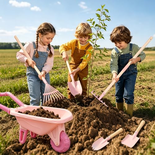 Kids Gardening Set with Wheelbarrow Birthday Gifts