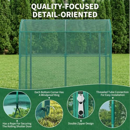 Garden Crop Cage, Plant Netting Cover with Zipper Door, Vegetable Insect Protection - color: Green, size: 200*100*180cm