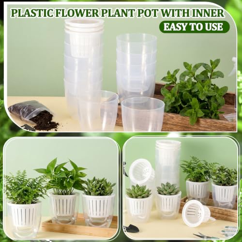 Self Watering Plant Pots, 3.5'', Transparent White, 18 Pcs - color: Transparent White, size: 3.5''
