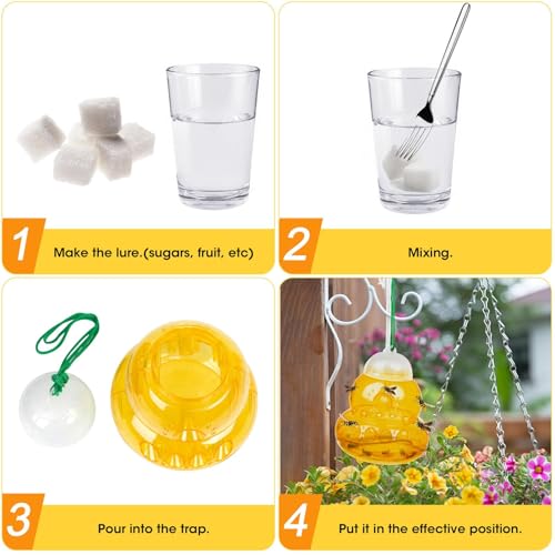 2 Pack Reusable Wasp Traps Outdoor Hanging - color: yellow