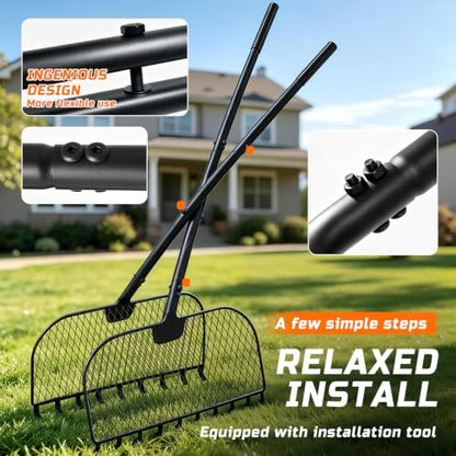 Leaf Grabber Rake, Lightweight Steel Leaf Picker Upper, Long Handle Leaf Scoop with Cushioned Grip, Multi-Use Garden Claw Tool for Lawn Yard Shrub Debris Cleanup