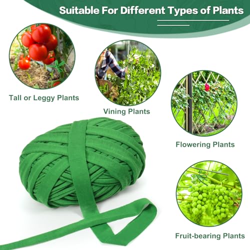 Tenn Well 2Pk 196ft Garden Twine Stretchy Green Cloth for Tomatoes