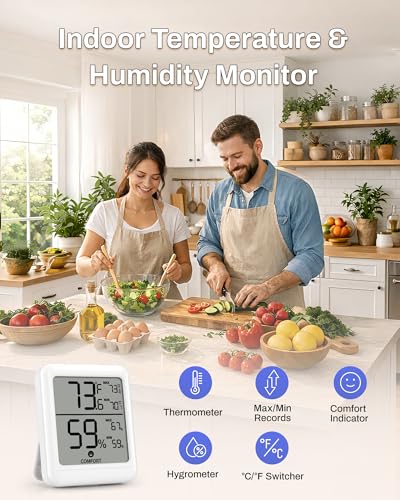 BN-LINK Digital Hygrometer Indoor Room Thermometer with LCD, 2 Pack