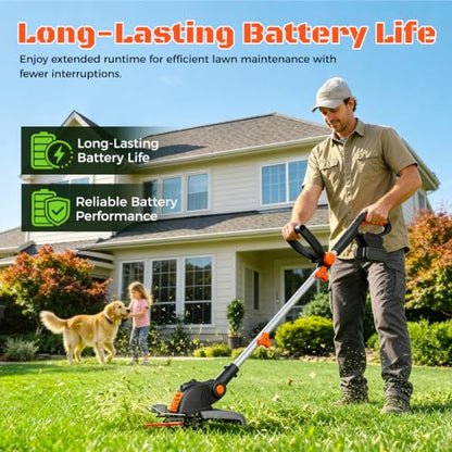Electric Weed Wacker Eater String Trimmer Weed Whacker Battery Operated 21V - color: Black and Orange
