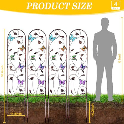 aboxoo 4-Pack Butterfly Metal Garden Trellis for Climbing Plants - color: Butterfly, size: 4pcs