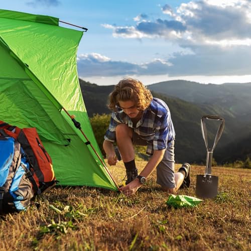 Folding Camping Shovel, 15.35" Lightweight High Carbon Steel Tool - color: Black, size: 15.35'' Small