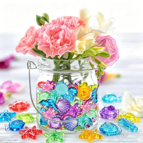 450 PCS Seashells Ocean Sensory Bin Filler, Mini Resin Animal Figures - style: Tiny Seashells(450 Pieces)
