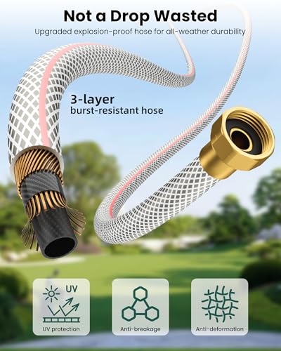 Retractable Garden Hose Reel 1/2 Inch x 100 ft,Automatic Slow Rewind System