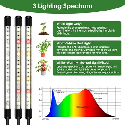 Garpsen Plant Light, 2Pack Full Spectrum, 5 Head with Tripod Stand - size: 5 Arms with Stand(2Pack)