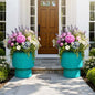 16.8" Planters for Outdoor Plants, Large Urn Flower pots S/2 - color: 16.8"-teal Glazed & Black Rim