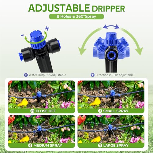 HIRALIY 50FT Drip Irrigation Kit with Garden Water Timer 2 Zone