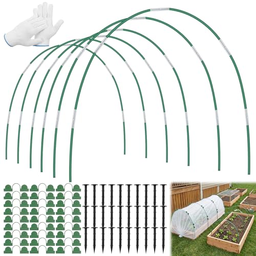Garden Hoops for Raised Garden Bed with Cover 36 Pcs Fiberglass Hoops DIY Greenhouse Tunnel Row Cover Netting Support Stakes Rust Proof Plant Protection