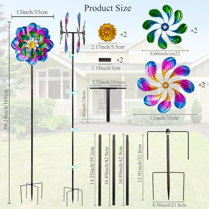 Metal Wind Spinners Outdoor,13''Purple Garden Windmill - size: 13'' Purple
