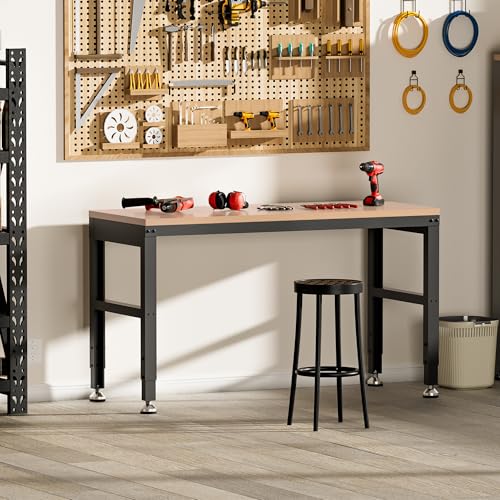 Antifir 48" Adjustable Workbench, Heavy Duty Wood Workstation - size: 48x20" No Socket