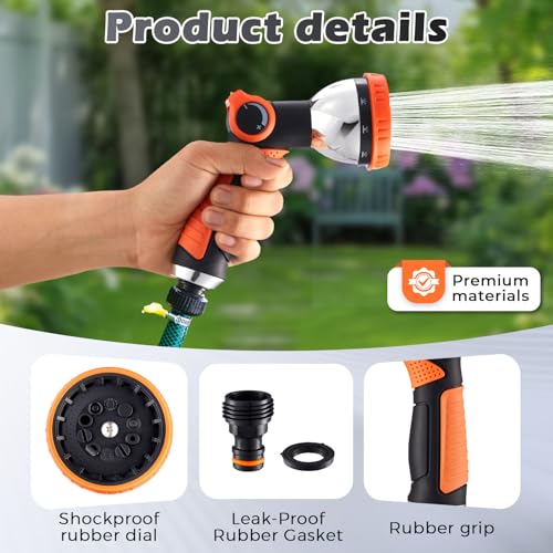 Garden Hose Nozzle High Pressure Leak Proof Spray Water Hose Nozzle Sprayer - color: Orange